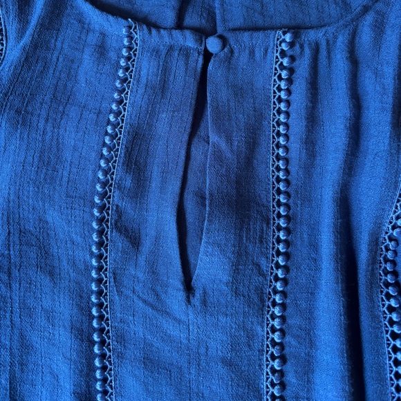 NWOT Bohemian Embroidered Balloon Sleeve Blue Counterparts Blouse | Women’s XL - Picture 4 of 14